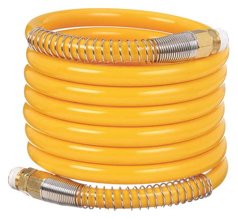 Speedaire 14 In Hose Inside Dia Yellow Coiled Air Hose 1veh8