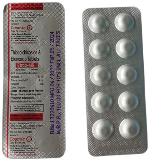 Etrob Mr Tab Etoricoxib Mg Thiocolchicoside Mg At Rs Strip