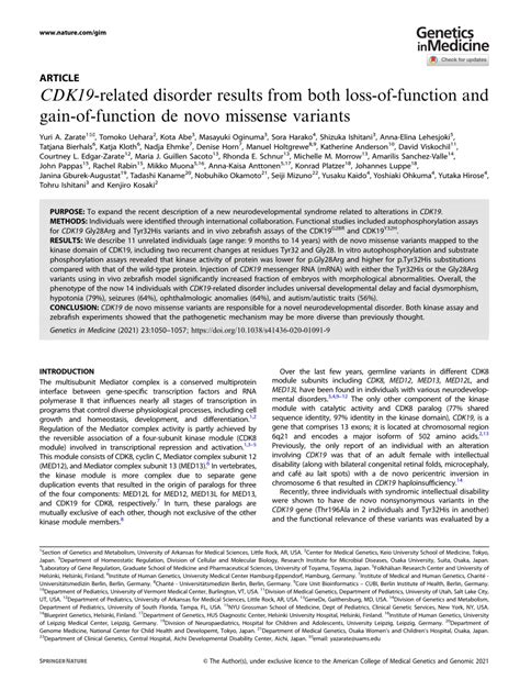 Pdf Cdk Related Disorder Results From Both Loss Of Function And