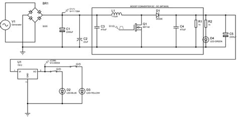 Esquema electrónico del rectificador de voltaje de onda completa AC DC