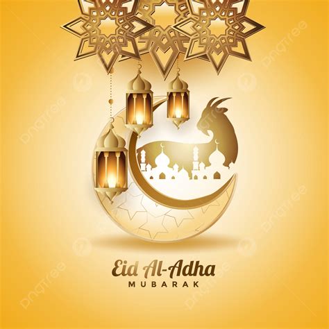 Beautiful Islamic Eid Al Adha Mubarak Lantern Moon Goat Background Eid