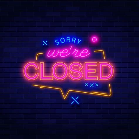 Free Vector | Neon sorry, we're closed sign