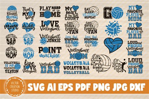 34 Volleyball Quotes Svg Clipart Bundle Graphic by VectorCreationStudio ...