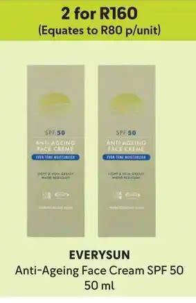 EVERYSUN Anti Ageing Face Cream SPF 50 50 Ml Offer At Makro