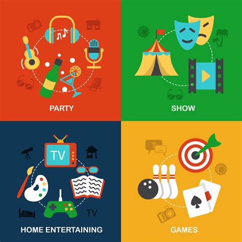 Entertainments Icons Flat 438953 Vector Art At Vecteezy