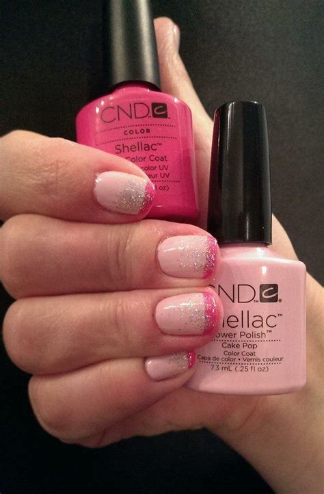 CND Shellac Cake Pop With CND Shellac Hot Pop Pink On The Tips With