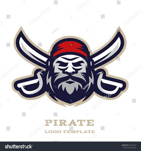 Original Sports Logo Template With Pirate Captain Mascot Stock Vector