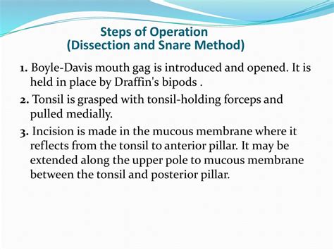 Tonsillectomy Procedure Step By Step