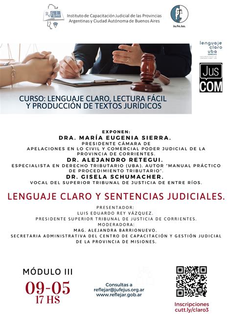 Invitación Módulo 3 Del Curso De Lenguaje Claro “lenguaje Claro Y Sentencias Judiciales” Reflejar