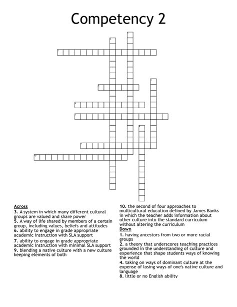 Competency 2 Crossword Wordmint