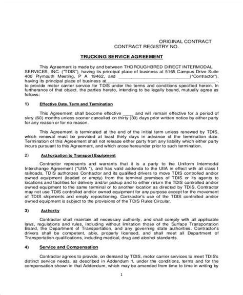 Truck Driver Employment Contract Template TUTORE ORG Master Of