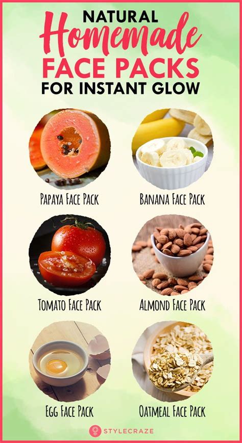 10 Natural Homemade Face Packs For Instant Glow Beauty Tips Skincare