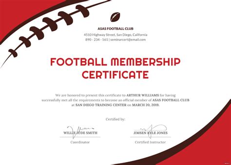 Free Football Award Certificate Templates