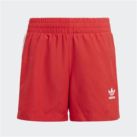 Adidas Originals Adicolor 3 Stripes Swim Shorts Red Adidas Lk