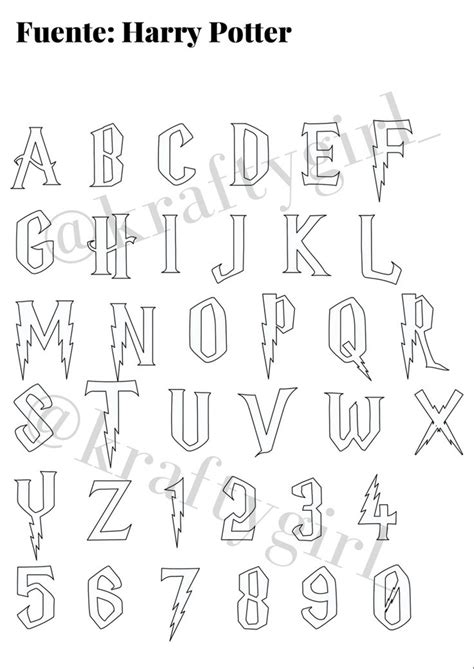 The Harry Potter Alphabet Is Shown In Black And White With Letters