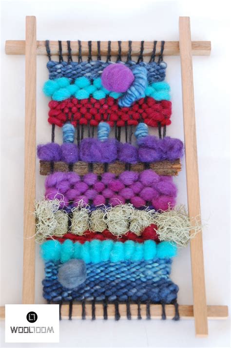 Blue Red Purple Hand Woven Wall Hanging Weaving Telar