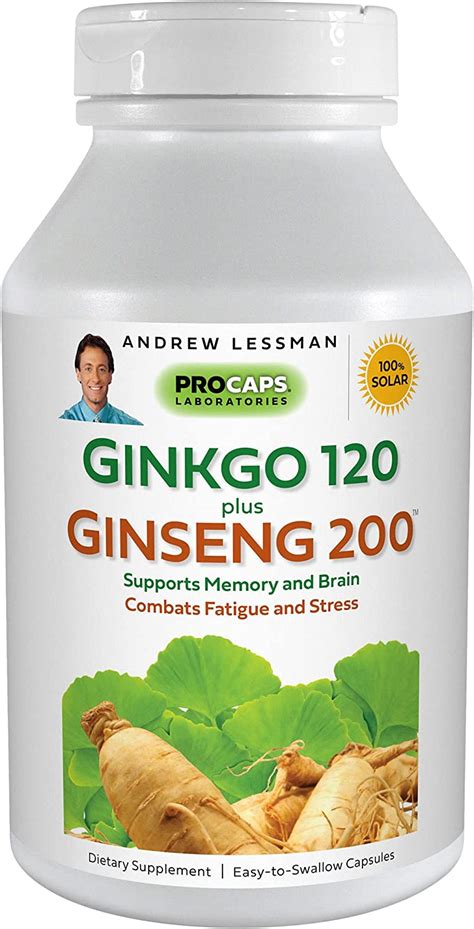 Andrew Lessman Ginkgo 120 Plus Ginseng 200 240 Cápsulas Mezcla De Extracto Estandarizado Para