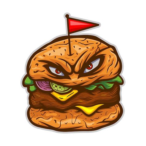 Premium Vector | Angry burger mascot