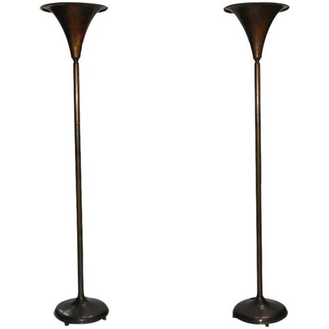 Pair Of Art Deco Torchiere Floor Lamps At 1stdibs