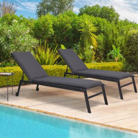 IDMARKET Lot De 2 Coussins Transat 190 Cm Gris Anthracite Cdiscount