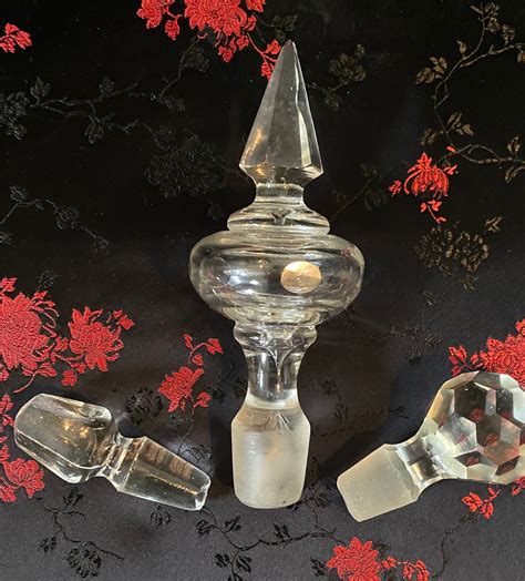 Vintage Glass Bottle Decanter Stoppers In 3 Unique Shapes Etsy