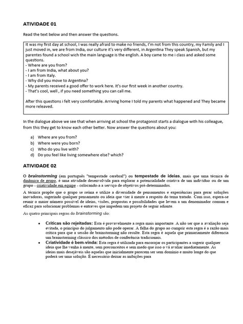 Exercícios De Interpretação De Texto Em Inglês - Interpretação de Texto em Inglês - Exercícios | PDF | Debate | Comunicação