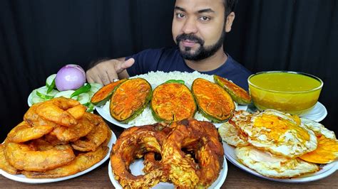 SPICY BIG FISH FRY PUMPKIN PAKORA FRIED EGG BRINJAL FRY RICE DAL