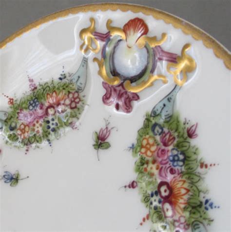 RARE Antique 19thC CapoDiMonte Ginori HP Bas Relief Porcelain Dish