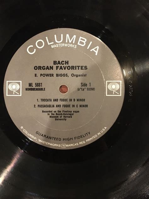 BACH ORGAN FAVORITES E Power Biggs Vinyl LP EBay