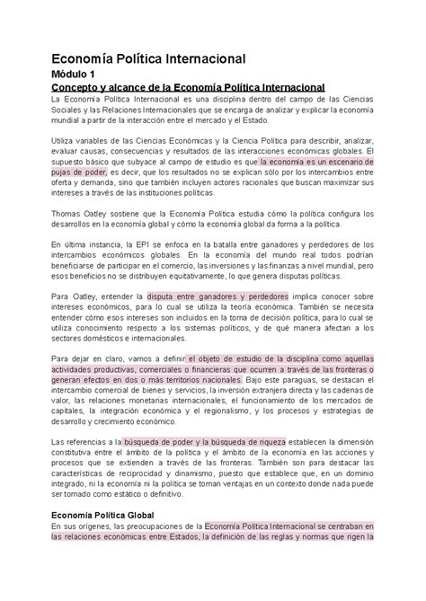 Economia Politica Internacional Modulo 1 Y 2 Economía Política Internacional Módulo 1