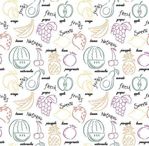 Vector Fruits Pattern Fruits Seamless Background Stock Vector By