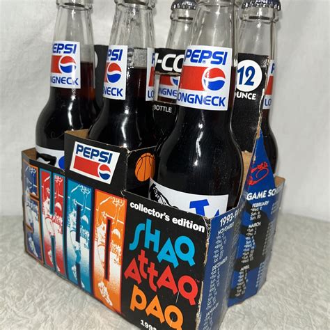 Pepsi Cola Longneck 1992 93 Collector’s Edition Shaq Attaq Paq 6 Pack Bottles Ebay