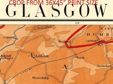 An Old Map Showing The Location Of Glasgow In Which It Is Located