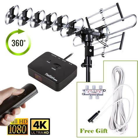 Five Star Tv Antenna 200 Mile Long Range Outdoor Motorized Amplified Hdtv High Gain 36db Uhf Vhf