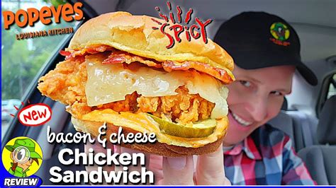 Popeyes® Spicy Bacon And Cheese Chicken Sandwich Review ⚜️🔥🥓🧀🍗🥪 Peep This Out 🕵️‍♂️ Youtube