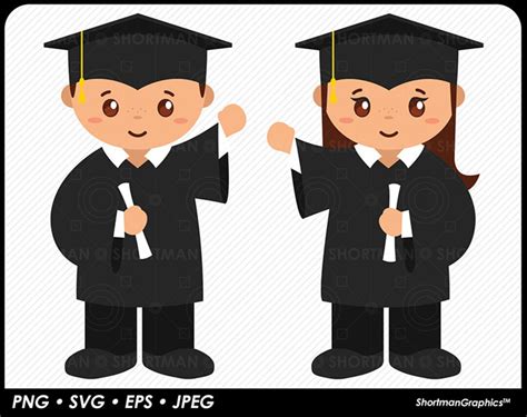 Buy Graduation Boy And Girl Cap And Gown Clipart Png Svg Online In India Etsy