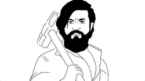 How To Draw Rocking Star Yash Kgf Chapter 2 Kgf Rocky Drawing Step By