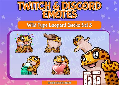 Wild Type Leopard Gecko Emotes Set For Twitch Discord Youtube