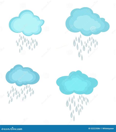 Vector Illustrations Clouds And Raindrops Stock Vector Illustration