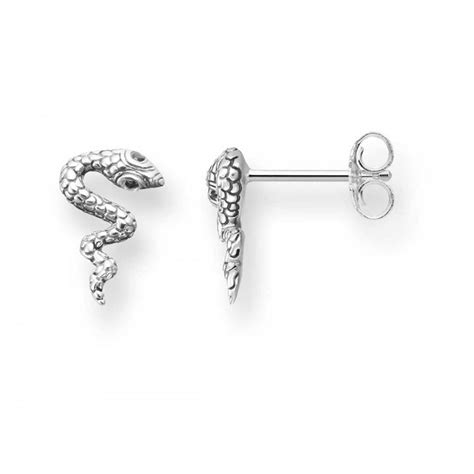 Thomas Sabo Silver Black CZ Snake Stud Earrings Jewellery From