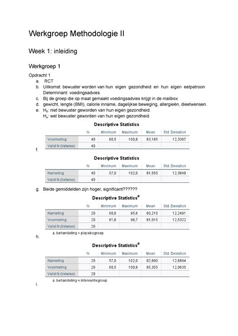 Werkgroep Epidemiologie En Biostatistiek II Werkgroep Methodologie II