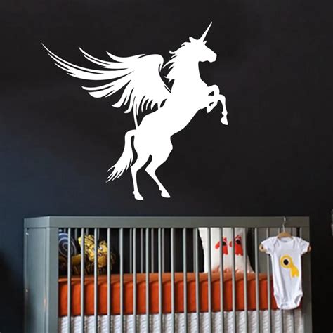 Wall Decal Vinyl Sticker Unicorn Pegasus Horse With Wings Animal Flies