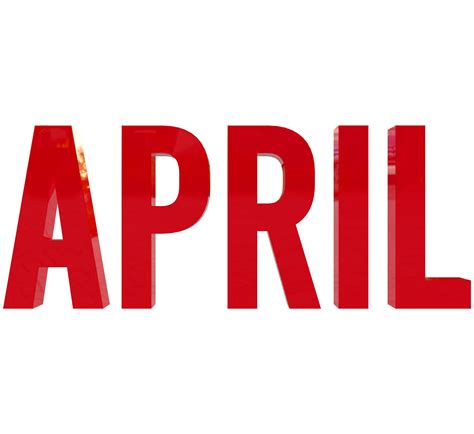 Month Of April 3d Render Red Text 9665873 Png