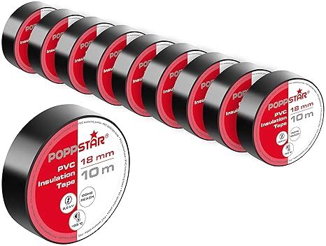 POPPSTAR 10x 10m Universal Isolierband PVC Dichtband Und Klebeband