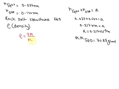 Solved Calculate The Theoretical Density Of Feo Given That It Has