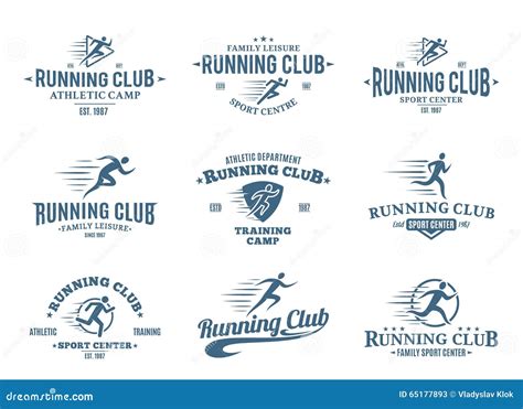 Running Club Logo Icons And Design Elements Stock Vector