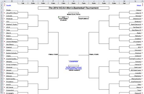 March Madness Bracket Template Excel Printable Word Searches