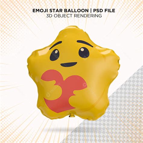 Balão de Emoji Feliz E Abraçando O Coração Elemento 3D para Composição