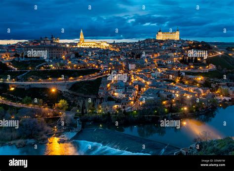 Night skyline over Toledo, Castile La Mancha, Spain Stock Photo - Alamy