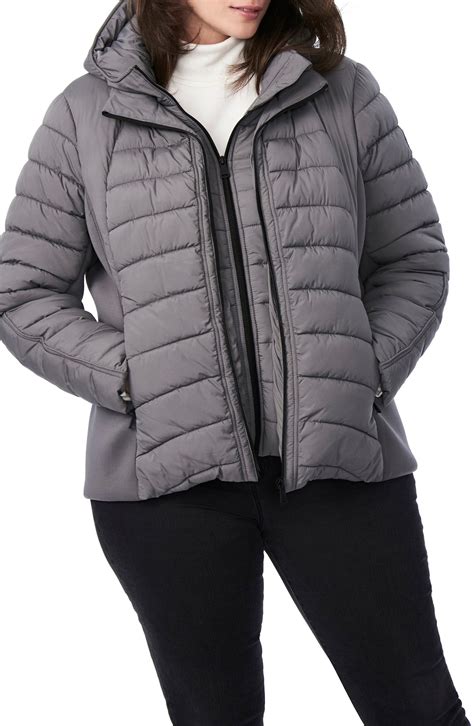 Bernardo Hooded Quilted Water Repellent Jacket Plus Size Nordstrom